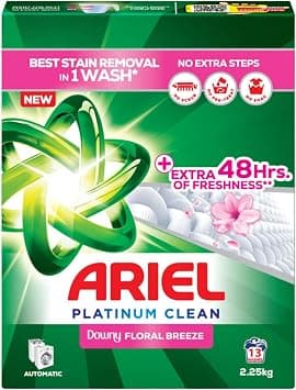 Ariel, Automatic Laundry Powder Detergent for Stain Removal with Touch of Downy, 2.25Kg (Packaging May Vary) - متتبع أسعار Amazon.sa