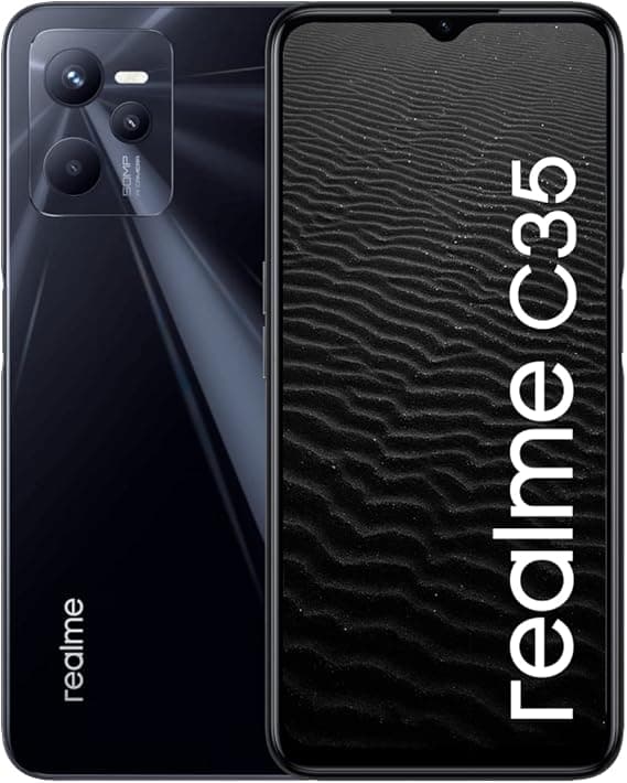 realme C35, 4+64GB, Glowing Black, 4G Sim Free Unlocked Smartphone, 50MP AI Triple Camera, 16.7cm (6.6”) FHD Display, 8.1mm Ultra Slim, 5000mAh Battery + UK Warranty on Amazon.ae - Price Tracker
