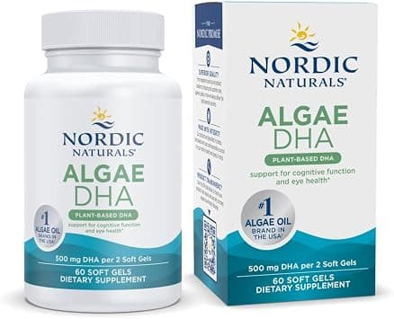 Nordic Naturals Algae DHA - 60 Soft Gels - 500 mg Omega-3 DHA - Certified Vegan Algae Oil - Plant-Based DHA - Brain, Eye & Nervous System Support - Non-GMO - 30 Servings على Amazon.ae - متتبع الأسعار