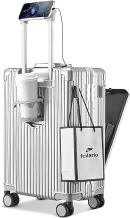 feilario Hardside Expandable Spinner Wheel Luggage, TSA Lock Carry on Suitcase, with Cup Holder & Phone Holder, in 18in/20in/24in Sizes - Best Deal Finder