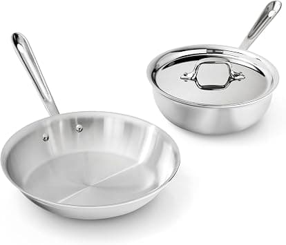 All-Clad D3® Stainless Steel 3 Piece Cookware Set- Made in USA- Includes 10" Frying Pan and 2-Qt Saucier Pan With Lid - Professional Grade -Oven Safe & Induction Compatible on Amazon.ae - Price Tracker