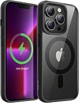 JETech Magnetic Case for iPhone 13 Pro Max 6.7-Inch Compatible with MagSafe, Shockproof Phone Bumper Cover, Solid Color Matte TPU Frame, Anti-Scratch Clear Back (Black) - Best Deal Finder