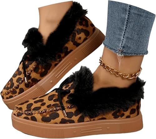 Ladmiple Snow Boots For Women Wide Width Winter Warm Booties Fur Lined Anti-Slip Outdoor Comfort Lace Up Ankle Booties on Amazon.ae - Price Tracker