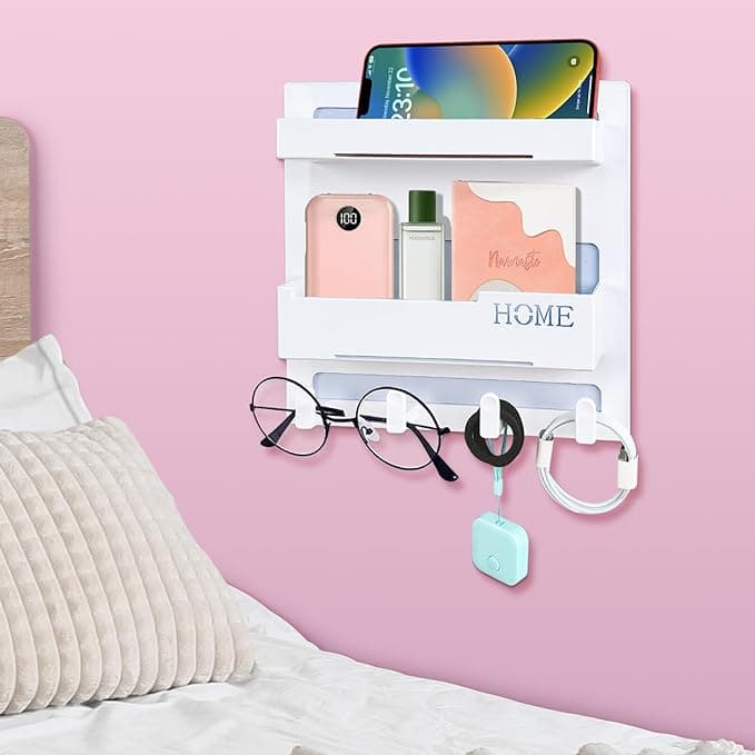 Floating Shelves for Bedside Shelf Accessories Organizer, Wall Mount Self Stick On, Cute Room Decor Aesthetic, Girls Room Decor, Cool Stuff for Bedroom Storage and Organization (4 Hooks) on Amazon.ae - Price Tracker
