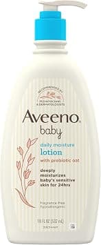 Aveeno Baby Daily Moisture Moisturizing Lotion For Delicate Skin With Natural Colloidal Oatmeal & Dimethicone, Hypoallergenic, Fragrance-, Phthalate- & Paraben-Free, 18 Fl. Oz (Package May Vary) - Best Deal Finder
