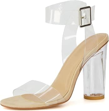 CUSHIONAIRE Dunes Women's Nellie Lucite Heel Sandal +Memory Foam Insoles, Clear, 6.5 on Amazon.ae - Price Tracker