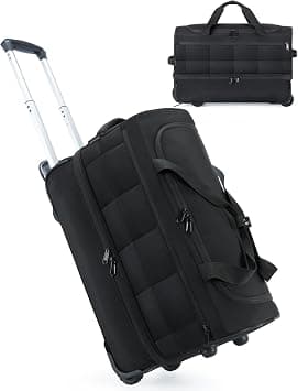 BAGSMART 40L Rolling Duffle Bag with Wheels and Handle, TSA Carry On Bags for Travel with Shoe Compartment, Black on Amazon.ae - Price Tracker