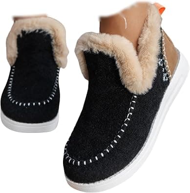 Ladmiple Winter Boots For Women 2024 Dressy Snow Boots Winter Shoes with Fur Lined Warm Slip On Ankle Booties Loafers Shoes على Amazon.ae - متتبع الأسعار
