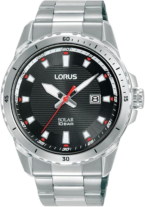 LORUS Men's Analogue Quartz Watch with Stainless Steel Strap, Silver/Black on Amazon.ae - Price Tracker