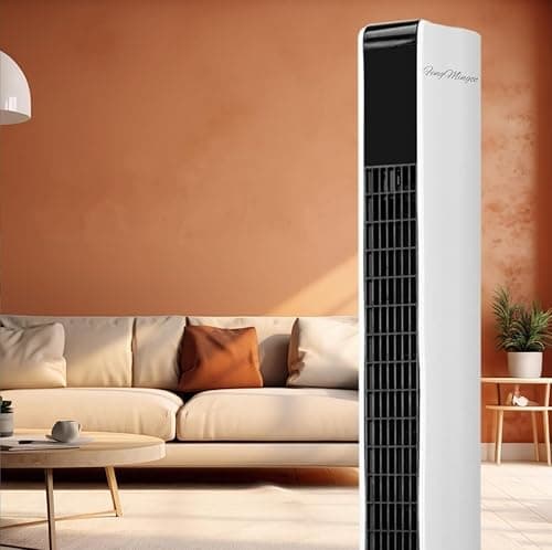 Tower Fan with LED Display, 3 Speeds, Remote Control, Advanced Sleep Mode, 12H Timer, Bladeless Tower Fan,70° Oscillation,Room Size Approx(50 m²),83cm(White) on Amazon.ae - Price Tracker