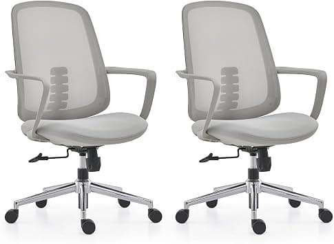 2 Pack Office Desk Chair With Lumbar Support, Mid-Back Commercial Office Chair With Breathable Mesh Back, Swivel, Tilt Lock & Adjustable Height For Comfort Office Task Chair, Grey على Amazon.ae - متتبع الأسعار