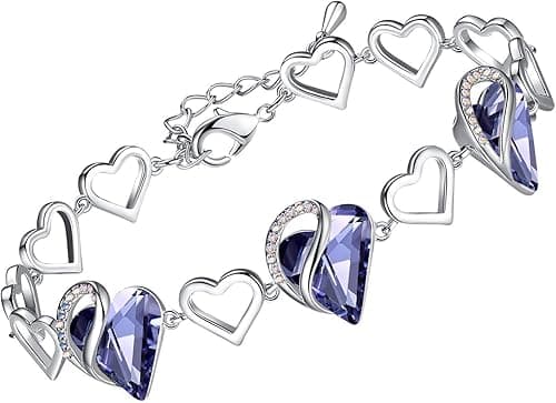 Leafael Infinity Love Heart Bracelet Made with Swarovski Crystals Amethyst Dark Pink February Birthstone Jewelry Gifts for Women on Amazon.ae - Price Tracker
