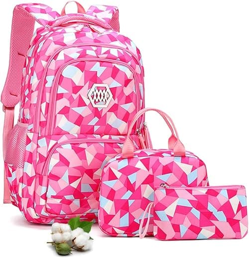 URbazaar Girls School Bag,Girl Geometric Printed Primary Junior High University School Bag Bookbag Backpack Sets on Amazon.ae - Price Tracker