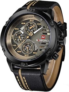 NAVIFORCE Men's Sport Military Watches Waterproof Analog Quartz Watch Date Multifunction Leather Army Wristwatch - Amazon.ae Price Tracker