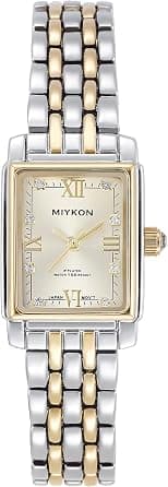 Miykon Silver and Gold Watches for Women | Small Square Dainty Womens Watch with Genuine Crystals | Ion Polished Women's Jewelry Bracelet, Scratch Resist Glass, Japanese Quartz, 100ft Water Resistant - Best Deal Finder