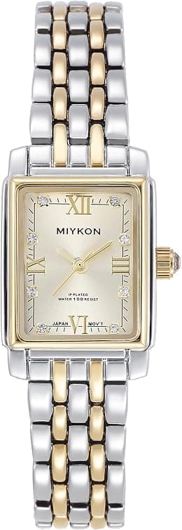 Miykon Silver and Gold Watches for Women | Small Square Dainty Womens Watch with Genuine Crystals | Ion Polished Women's Jewelry Bracelet, Scratch Resist Glass, Japanese Quartz, 100ft Water Resistant - Best Deal Finder