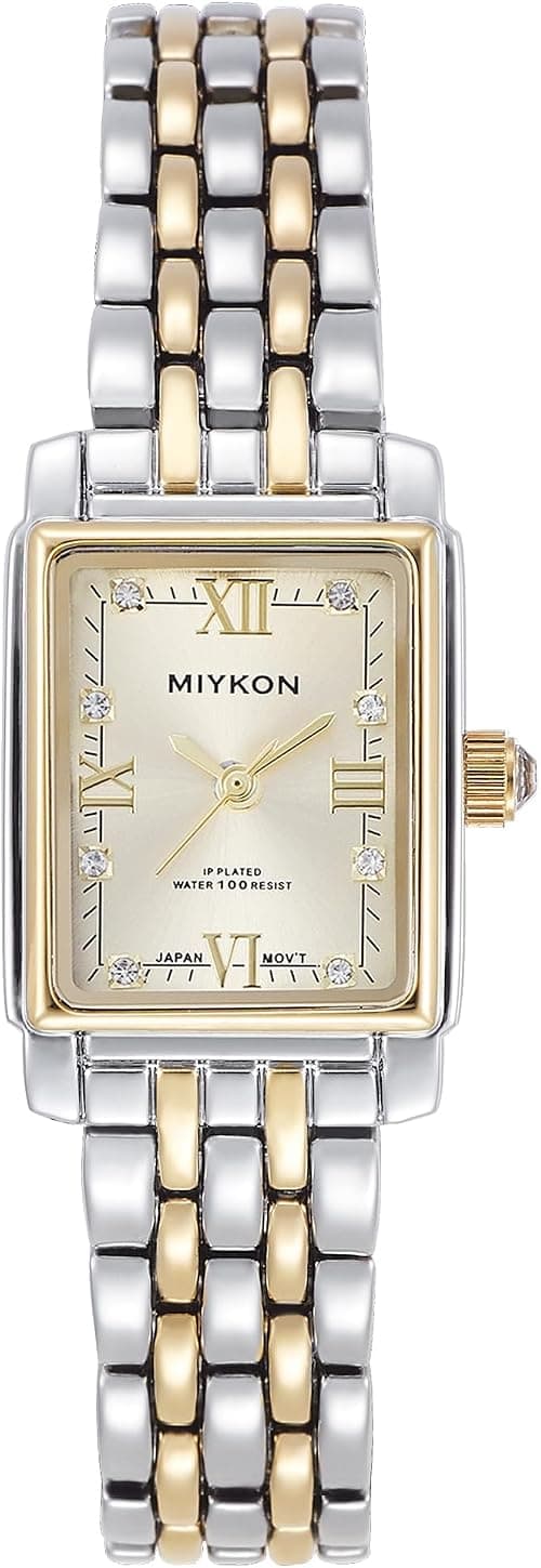Miykon Silver and Gold Watches for Women | Small Square Dainty Womens Watch with Genuine Crystals | Ion Polished Women's Jewelry Bracelet, Scratch Resist Glass, Japanese Quartz, 100ft Water Resistant on Amazon - Best Deal Finder