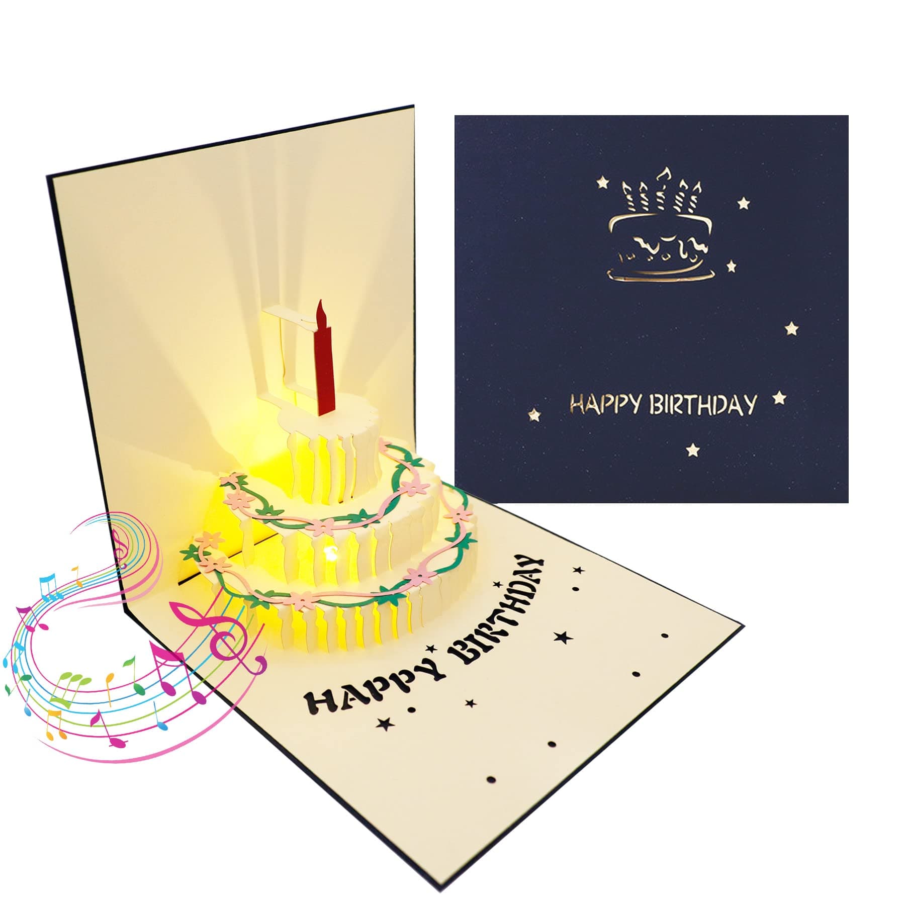 Auto-Play Music Birthday Gift Card, Plays Pure Song 'Happy Birthday to You’, Funny Pop Up Birthday Cards, 3D Musical Happy Birthday Cake Card for Mom, Dad, Wife, Husband, Kids, Friends (1 Pack, Blue) on Amazon.ae - Price Tracker