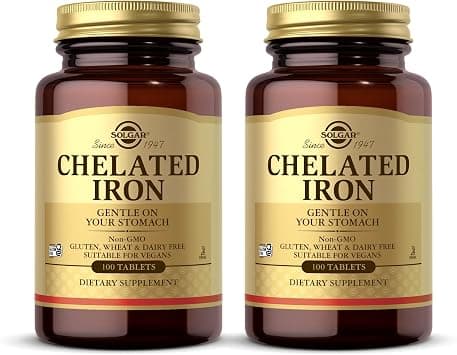 Solgar - Chelated Iron Tablets 100 Count, promotes red blood cell production & produces healthy energy - 2 Pack - Best Deal Finder