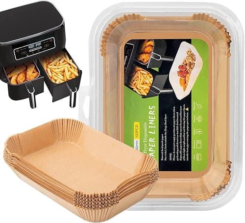 Air Fryer Disposable Liners, Rectangle 8.6x 5.5'', Parchment Paper Liners, Accessories Baking Paper (100) | Rectangular parchment liners for Ninja DZ201/DZ401 and other dual-basket air fryers; nonstick, oilproof and easy to dispose on Amazon.ae - Price Tracker