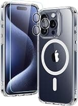 ESR for iPhone 15 Pro Max Case Set, Compatible with MagSafe, 1 Tempered-Glass Screen Protector, 1 Set of Camera Lens Protectors, Yellowing and Scratch Resistant, Classic Series, Clear - Best Deal Finder