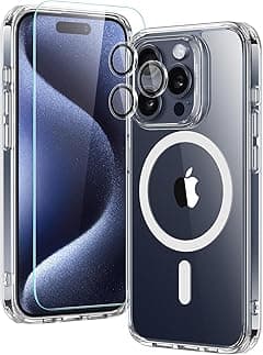 ESR for iPhone 15 Pro Max Case Set, Compatible with MagSafe, 1 Tempered-Glass Screen Protector, 1 Set of Camera Lens Protectors, Yellowing and Scratch Resistant, Classic Series, Clear - Amazon.ae Price Tracker