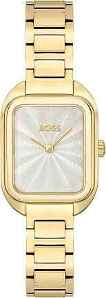 BOSS BALLEY WOMENS SILVER WHITE DIAL IONIC PLATED GOLD STEEL WATCH - 1502684 - Best Deal Finder