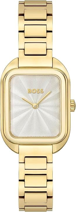 BOSS BALLEY WOMENS SILVER WHITE DIAL IONIC PLATED GOLD STEEL WATCH - 1502684 - Best Deal Finder