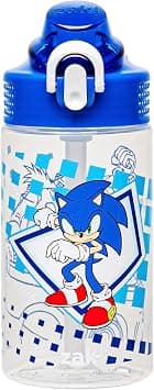 Zak Designs Sage Sonic the Hedgehog Water Bottle For School or Travel, 16oz Durable Plastic Water Bottle With Straw, Handle, and Leak-Proof, Pop-Up Spout Cover (Sonic, Eggman) - Best Deal Finder