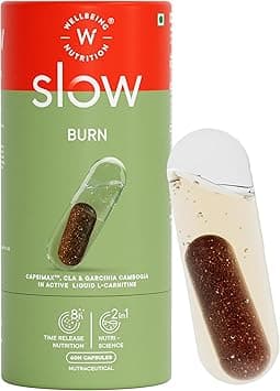 Wellbeing Nutrition Slow | Burn | Caffeine &amp; Chromium in Advanced Liquid L-Carnitine to Convert Fat into Energy | Metabolism, Energy &amp; Endurance, Performance &amp; Recovery (60 Capsules) on Amazon.ae - Price Tracker