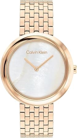 Calvin Klein Women's Watch - White Mother of Pearl Dial, Everyday Elegance (Model: 25200322), Carnation, Sculpted on Amazon.ae - Price Tracker