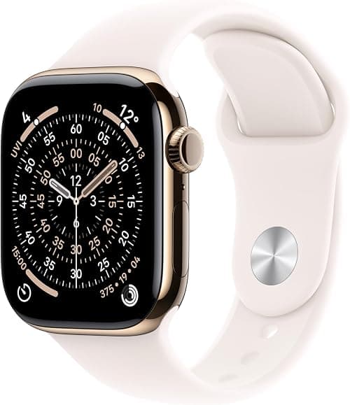 Apple Watch Series 11 GPS + Cellular 42mm Smartwatch with Gold Titanium Case with Light Blush Sport Band S/M. Sleep Score, Fitness Tracker, Health Monitoring, Always-On Display, Water Resistant on Amazon.ae - Price Tracker