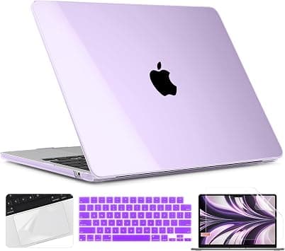 TWOLSKOO Compatible with MacBook Air 13 inch Case M5 2026 M4 2025 M3 M2 2024-2022 A3449 A3240 A3113 A2681, Plastic Hard Shell & Keyboard Cover & Screen Film for MacBook Air 13.6 inch, Crystal Purple on Amazon.ae - Price Tracker