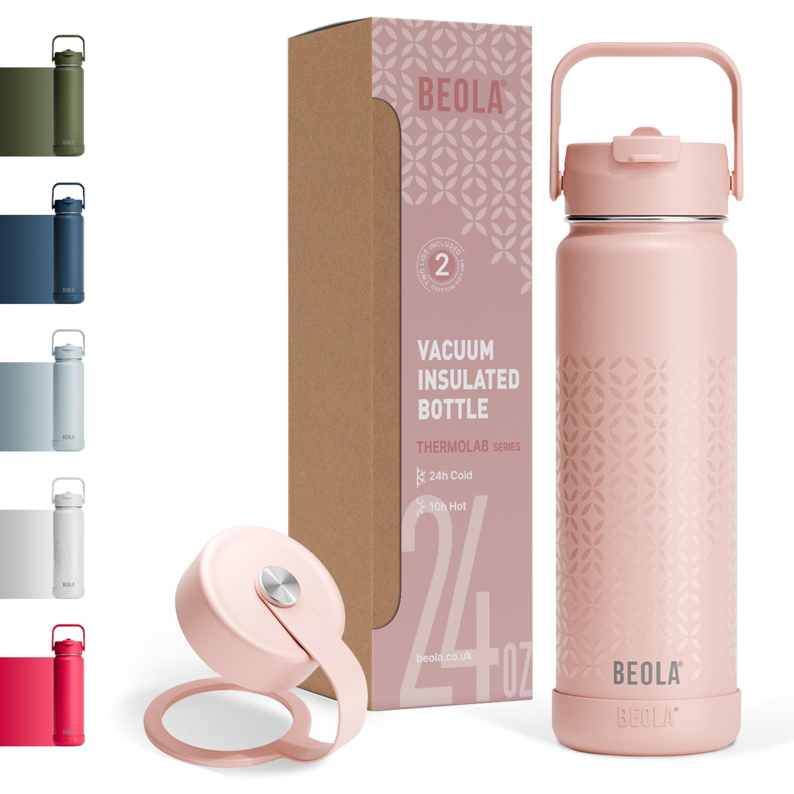 BEOLA 750ml Water Bottle 18/8 Stainless Steel 304 Double Wall Insulated Thermos Bottle with Straw Lid and wide mouth, 2 lids included, Hot Cold Liquids Sports Bottle, 24oz (Blush Pink) on Amazon.ae - Price Tracker