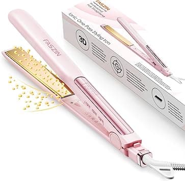 Faszin Hair Straightener, Smooth Titanium Plates, 20S Fast Heating, Ionic Protect Straightener, LCD Display, Universal Voltage, Hair Straightener 2 in 1 (Pink) on Amazon.ae - Price Tracker