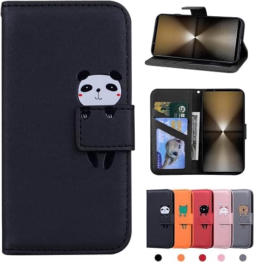 Sony Xperia 1 VI Case Cover Skin Feel PU Leather Case Xperia 1 VI Magnetic Closure Protective Wallet Flip Case Stand Protective Cover for Sony Xperia 1 VI Black Panda على Amazon.ae - متتبع الأسعار