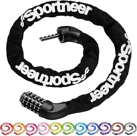 Sportneer Bike Lock: 5 Digit Combination Bike Chain Lock High Security Anti Theft - 3.2ft (0.97m) Heavy Duty Bicycle Lock for Bike Scooter - 6mm Thick on Amazon.ae - Price Tracker