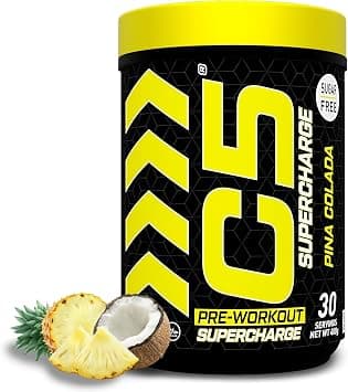 C5 Supercharge Pre Workout Powder Pina Colada - 30 Servings, 200mg High Caffeine- Sugar Free-Zero Calories-Beta Alanine-Citrulline Malate,Creatine HCL, High-Performance PreWorkout Booster Supplement على Amazon.ae - متتبع الأسعار