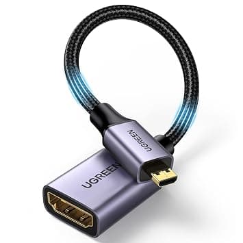 UGREEN 4K Micro HDMI to HDMI Adapter Cable Male to Female for GoPro 0.25M | Braided Cable High Speed Cable Supports 3D 4K 60Hz 1080P Ethernet Audio Return Compatible with Tablets/Cameras/PS5 Black على Amazon.ae - متتبع الأسعار