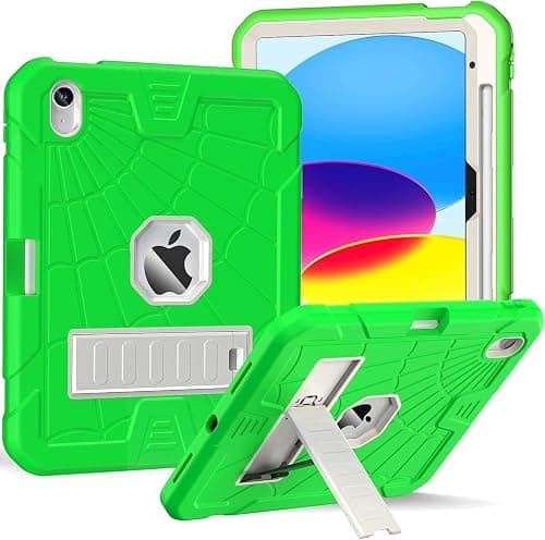 iPad 10th Gen 2022 Case iPad 11th(A16) Generation 2025 10.9 Inch Cover A2757/A2777 with Pencil Holder&Stand, Heavy Duty Rugged Protective Shockproof Case with Soft TPU Green على Amazon.ae - متتبع الأسعار