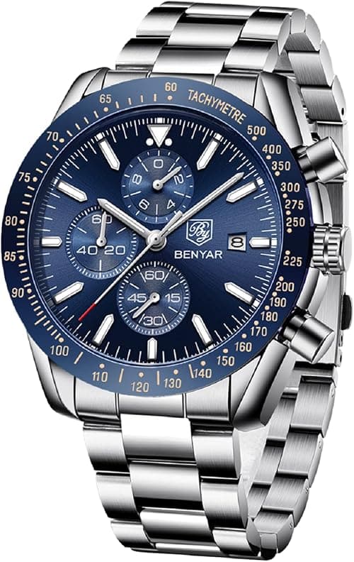 BY BENYAR Watches Men Analog Chronograph Quartz Waterproof Backlit Date Business Watch Casual Designer Watches Elegant Gift for Men on Amazon.sa - Price Tracker