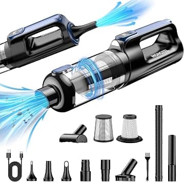 MONOZEL Car Vacuum Portable Cordless, 18000Pa 2 in 1 Cleaner&Air Duster, 130W Brushless Motor Handheld Vacuum Cordless with 7800mAh Battery, LED Light, Multi-Nozzles for Car, Home, Office, Pet on Amazon - Best Deal Finder