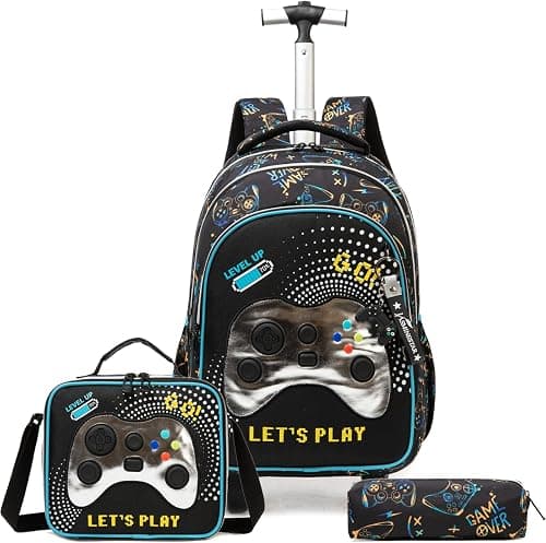 Kids Rolling Backpack With Wheels Trolley Wheeled Backpacks for Boys على Amazon.ae - متتبع الأسعار