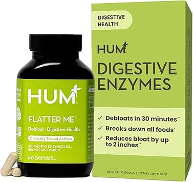 HUM Flatter Me Supplement for Daily Bloating - 18 Full Spectrum Digestive Enzymes to Support Food Breakdown - Ginger, Fennel Seed & Peppermint for Nutrient Absorption (30-Day Supply) - Amazon.ae Price Tracker