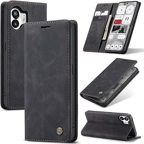 Case for Nothing Phone 2, Premium Leather Protective Wallet Case, Flip Case, Foldable Magnetic Card Holder Case for Nothing Phone 2 – Black على Amazon.ae - متتبع الأسعار