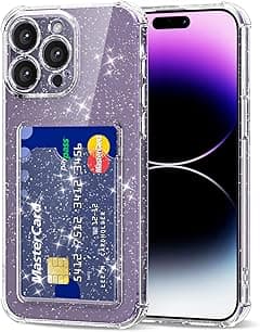 Svanove for iPhone 14 Pro Max Case Wallet Clear Glitter, Transparent Card Holder Case with Credit Card Slot, Bling Sparkle Cute Girly Thin Slim Soft Rubber Protective Shockproof Bumper for Women Girl - Amazon.ae Price Tracker