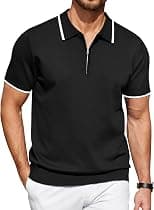 COOFANDY Men's Zipper Polo Shirt Casual Knit Short Sleeve Polo T Shirt Classic Fit Shirts - Best Deal Finder