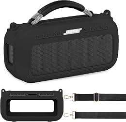 JCHPINE Silicone Cover Case for Bose SoundLink Max Portable Speaker Accessories, Soft Silicone Skin for Bose SoundLink Max Bluetooth Speaker with Shoulder Strap (Black Case) - Best Deal Finder