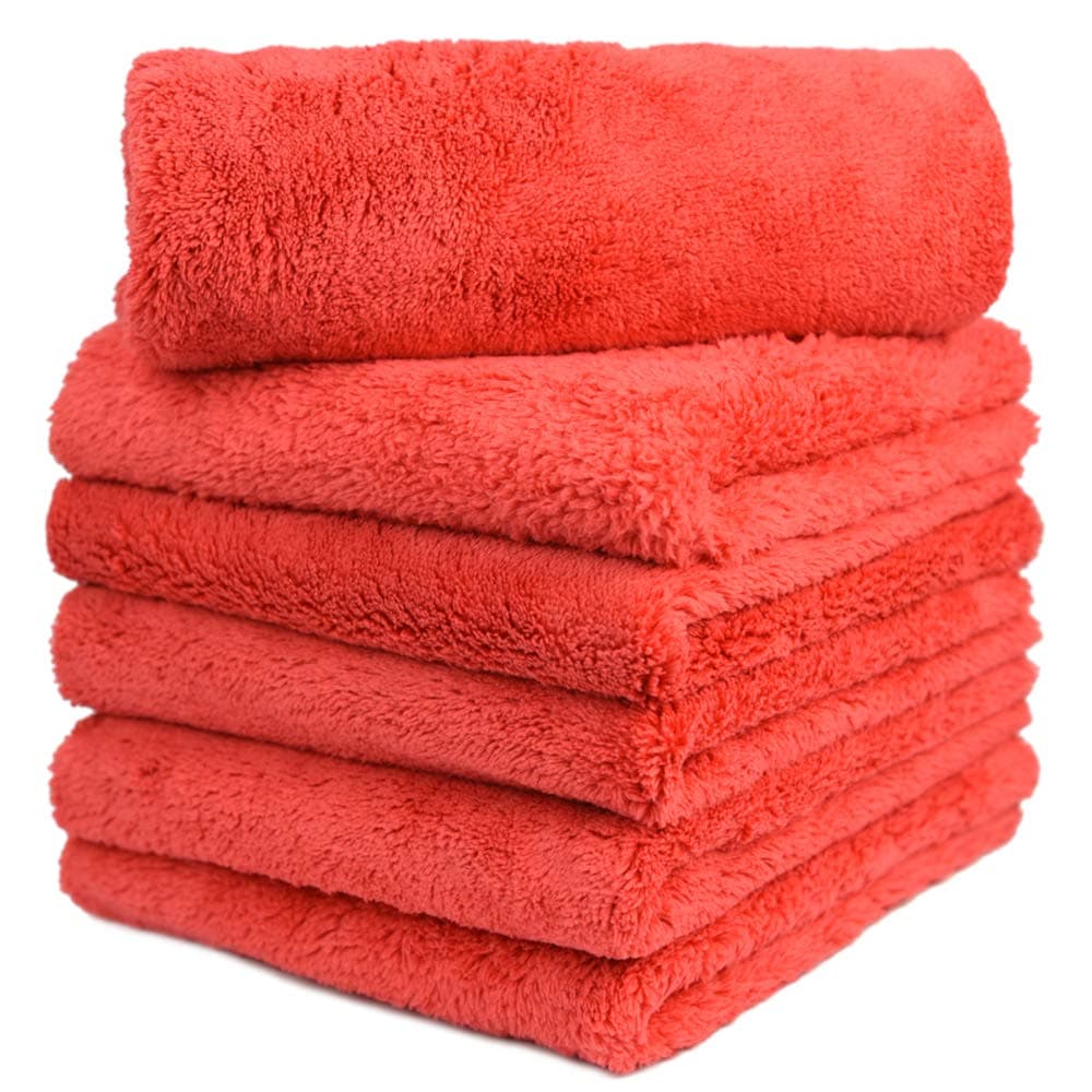 CARCAREZ Microfiber Car Wash Drying Towels Professional Grade Premium Microfiber Towels for Car Wash Drying 450GSM 16 in.x 16 in. Pack of 6 (6 Pack, Red) on Amazon.ae - Price Tracker