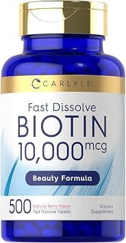 Carlyle Biotin 10000mcg | 500 Fast Dissolve Tablets | Max Strength | Vegetarian, Non-GMO, Gluten Free Supplement on Amazon.ae - Price Tracker